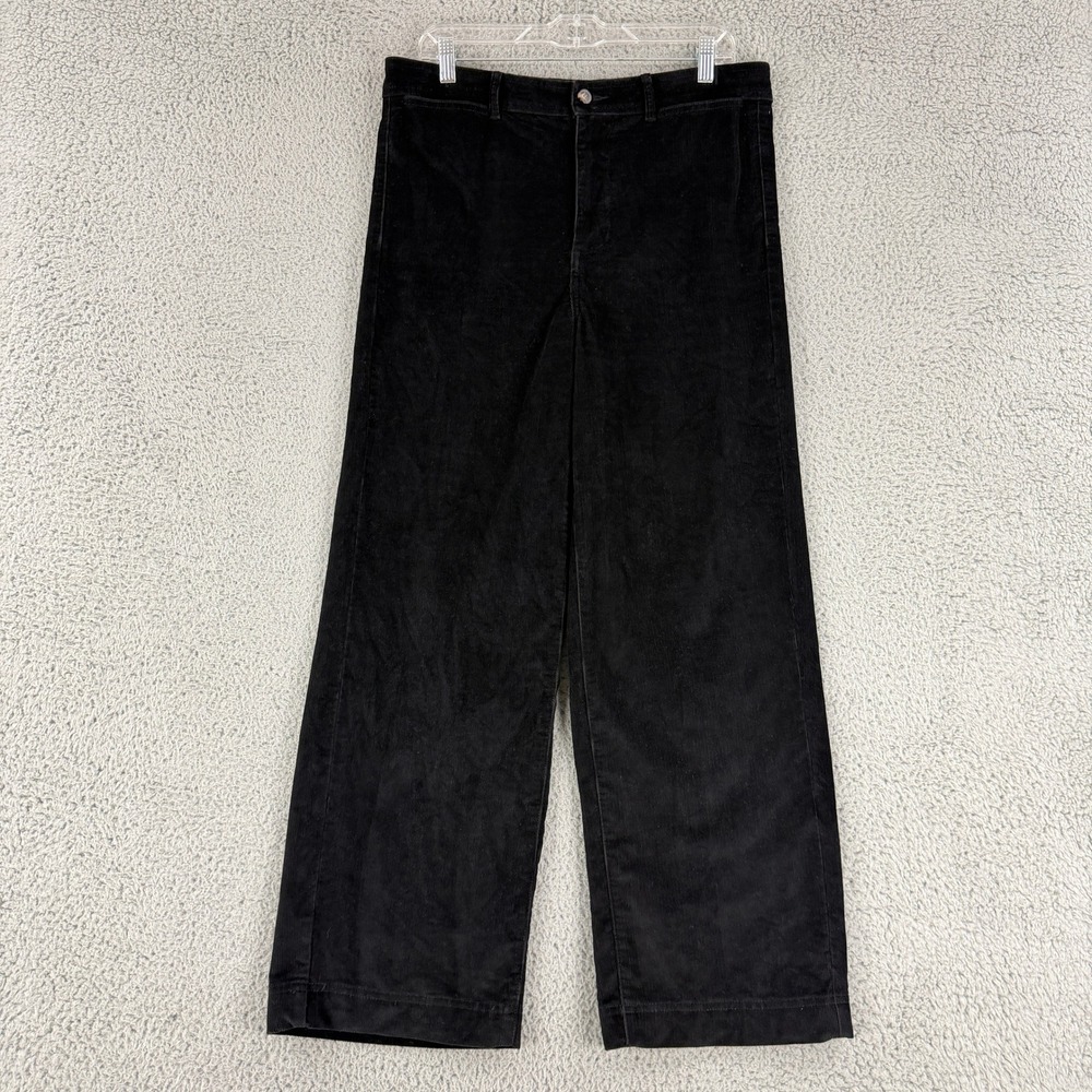 Everlane Corduroy Pants Womens 12 Black Wide Leg High Rise Relaxed Straight Leg